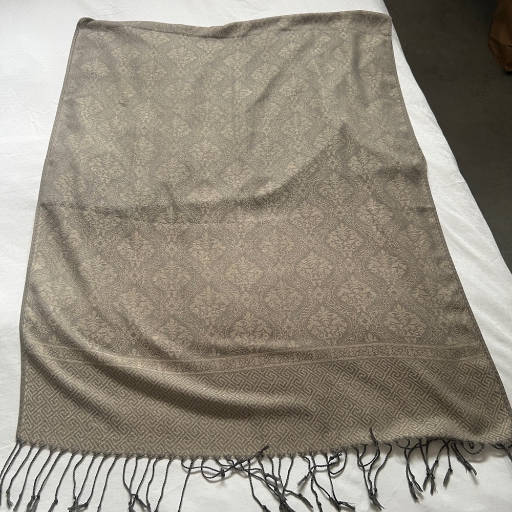 Pashmina Gray Patterned Cashmere Shawl
